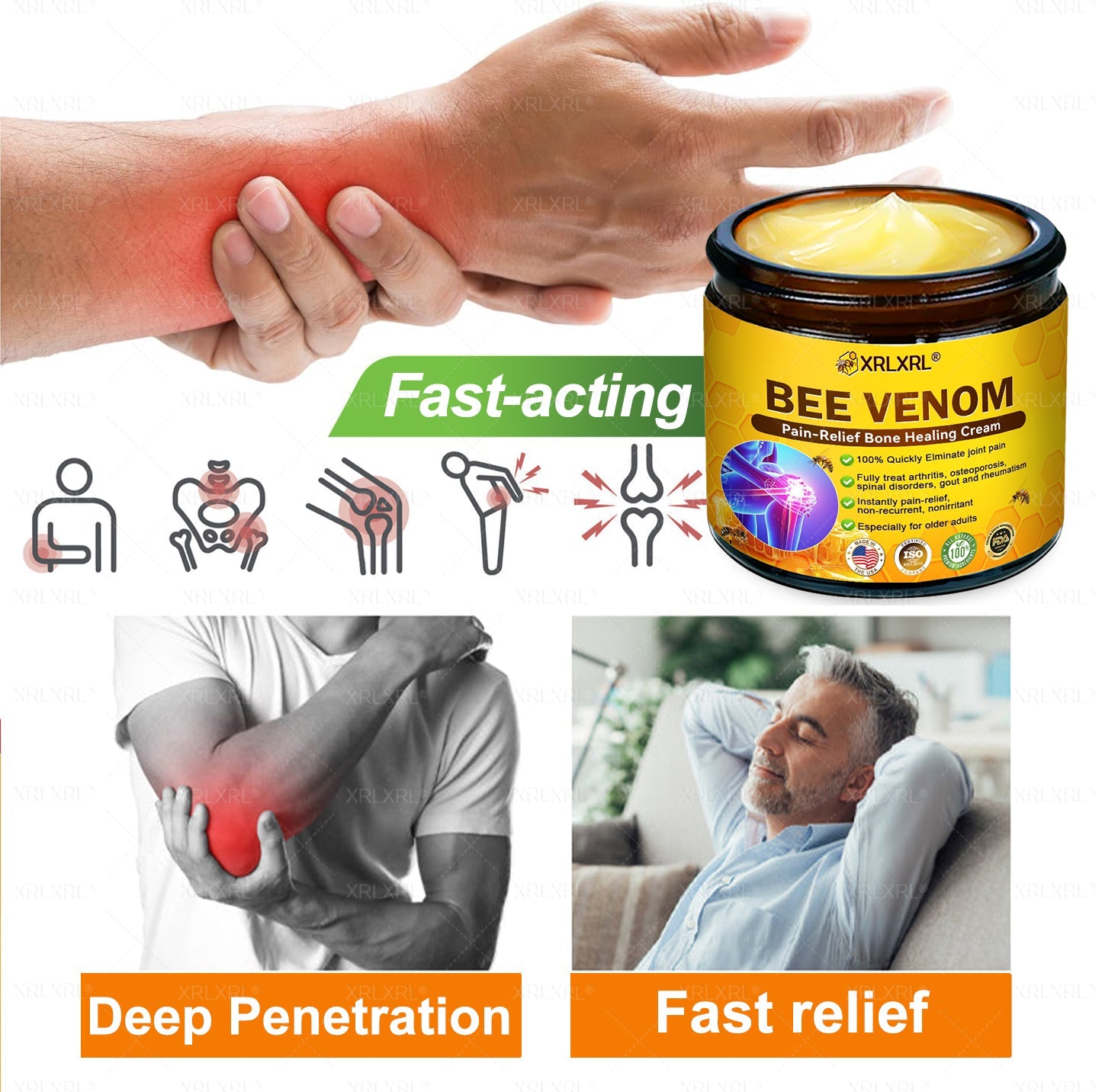 XRLXRL® Bee Venom Pain-Relief Bone Healing Cream 🇺🇸(Specially for older adults)