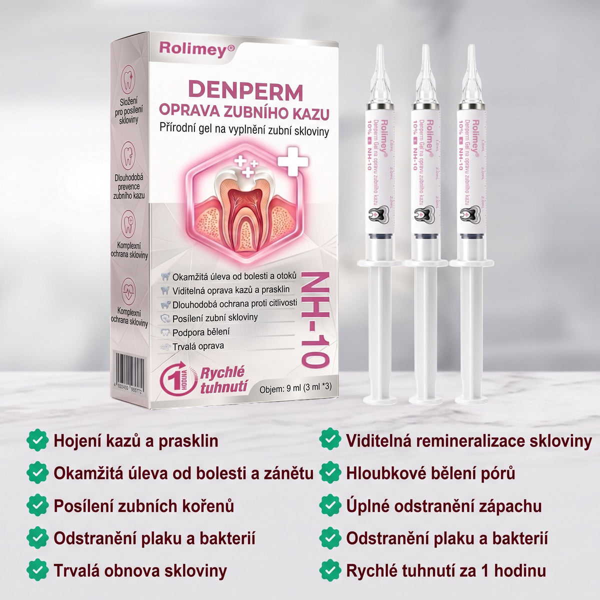 Rolimey® DenPerm – Přírodní gel pro vyplňování defektů skloviny a ošetření kariézních lézí🎁