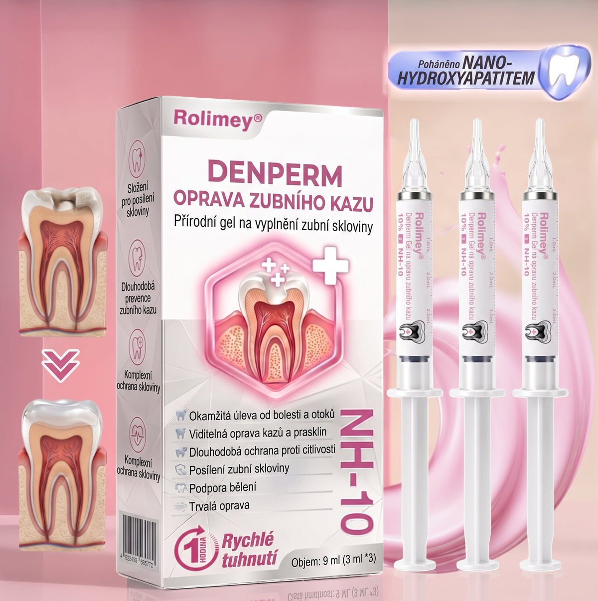 Rolimey® DenPerm – Přírodní gel pro vyplňování defektů skloviny a ošetření kariézních lézí🎁